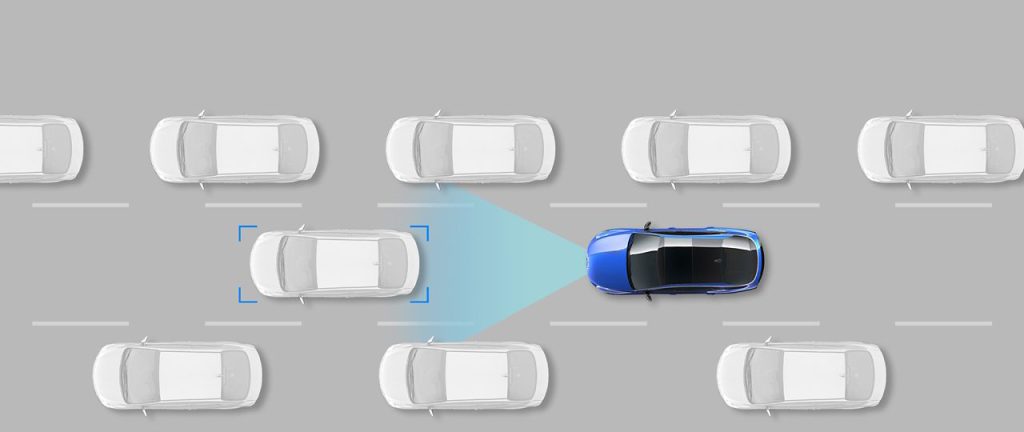 KIA کنترل کروز هوشمند مبتنی بر ناوبری با توقف و حرکت می‌تواند به حفظ فاصله از پیش تعیین‌شده از خودروی شناسایی‌شده در جلو، تنظیم سرعت رانندگی کمک کند